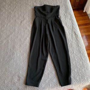 Black strapless structured jumpsuit